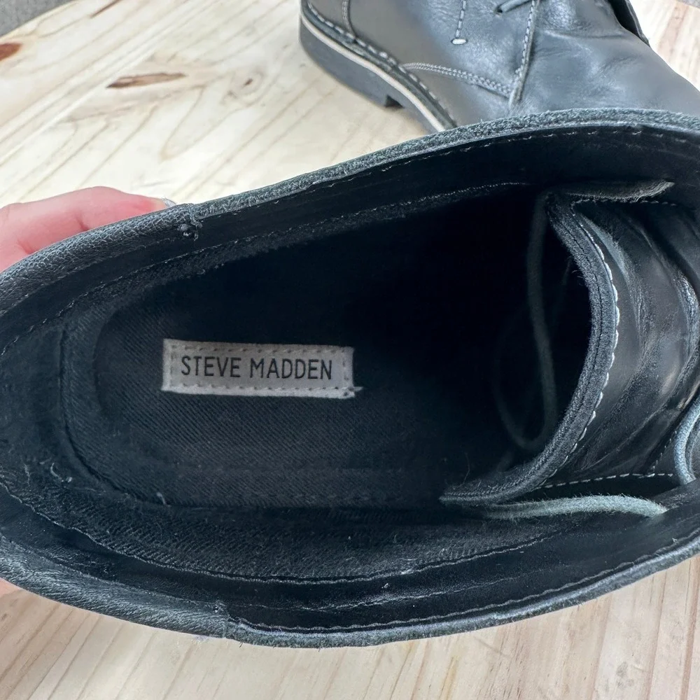 Steve Madden Black Leather Chukka Desert Ankle Boots Mens 13 Lace Up Oxford Shoe